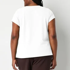 Liz Claiborne Texture Womens Plus Round Neck Short Sleeve Blouse