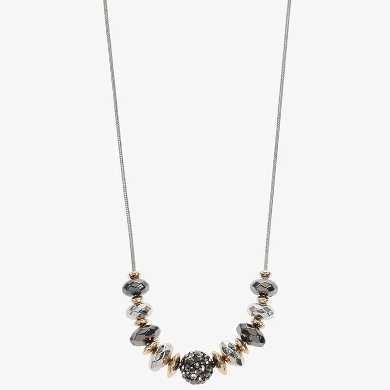Liz Claiborne Tri Tone Frontal Beaded Womens 17 Inch Collar Necklace