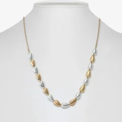 Liz Claiborne Two Tone Beaded Womens 17 Inch Collar Necklace