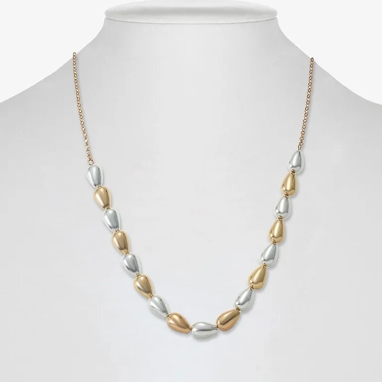Liz Claiborne Two Tone Beaded Womens 17 Inch Collar Necklace