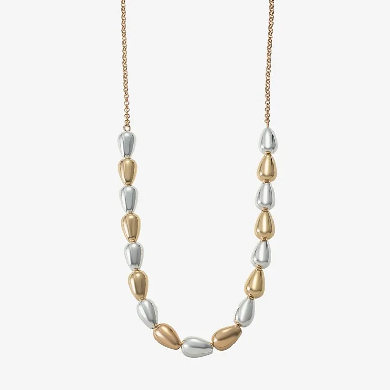 Liz Claiborne Two Tone Beaded Womens 17 Inch Collar Necklace