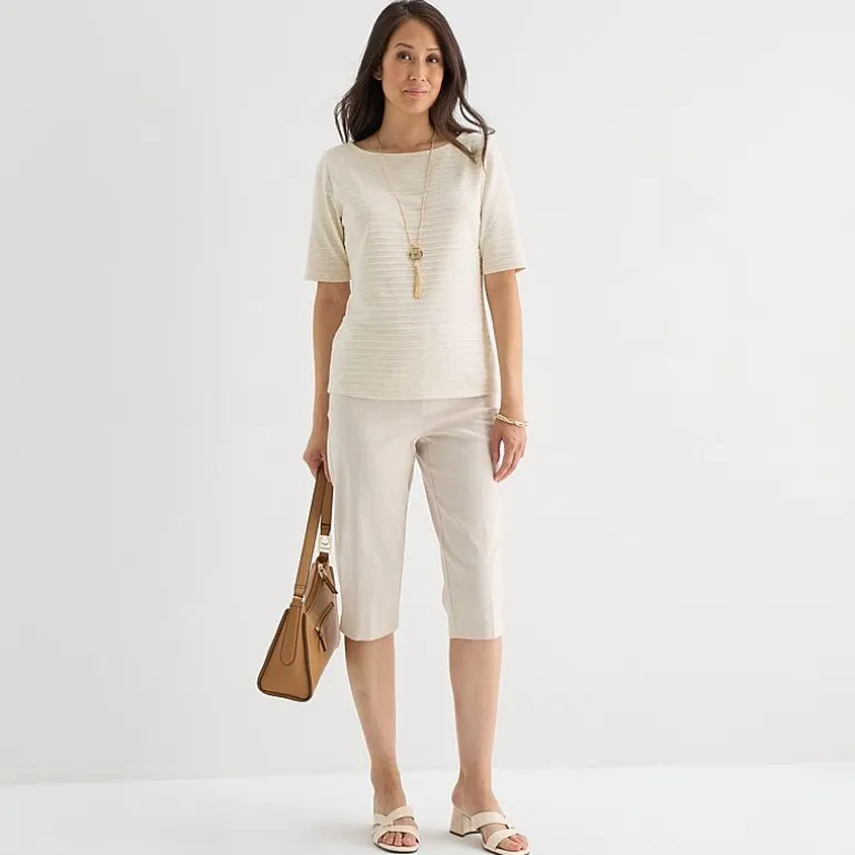 Liz Claiborne Womens Boat Neck Short Sleeve Blouse