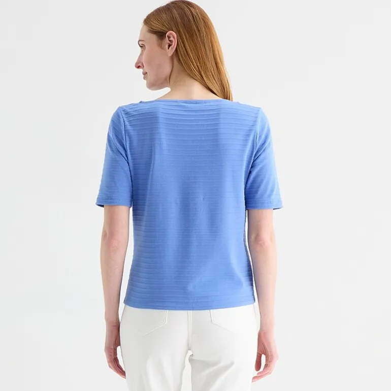 Liz Claiborne Womens Boat Neck Short Sleeve Blouse