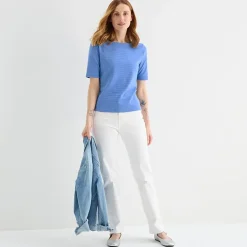 Liz Claiborne Womens Boat Neck Short Sleeve Blouse