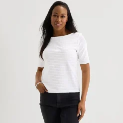 Liz Claiborne Womens Boat Neck Short Sleeve Blouse