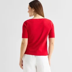 Liz Claiborne Womens Boat Neck Short Sleeve Blouse