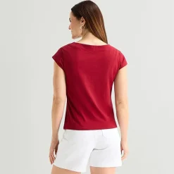 Liz Claiborne Womens Boat Neck Short Sleeve T-Shirt