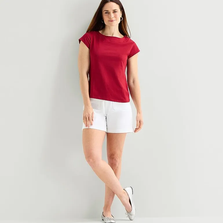 Liz Claiborne Womens Boat Neck Short Sleeve T-Shirt