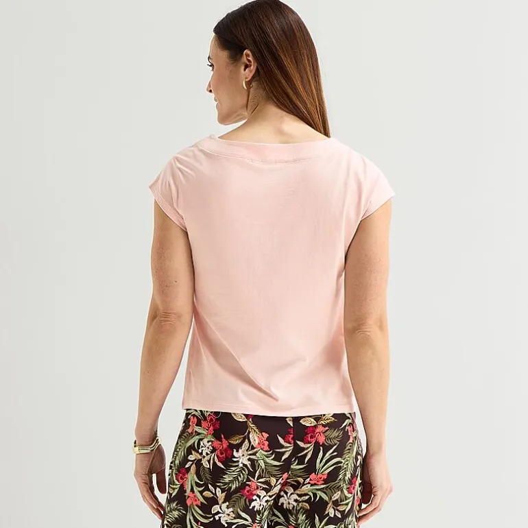 Liz Claiborne Womens Boat Neck Short Sleeve T-Shirt