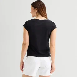 Liz Claiborne Womens Boat Neck Short Sleeve T-Shirt