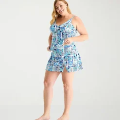 Liz Claiborne Womens Comfort Waistband Patchwork Plus Swim Skirt