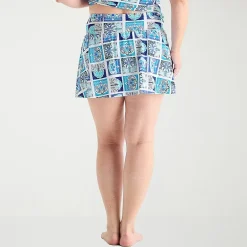 Liz Claiborne Womens Comfort Waistband Patchwork Plus Swim Skirt