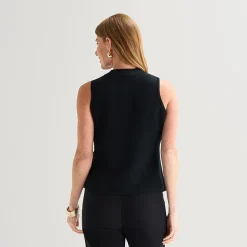 Liz Claiborne Womens Crew Neck Button Sweater Vest