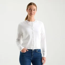 Liz Claiborne Womens Crew Neck Long Sleeve Button Cardigan