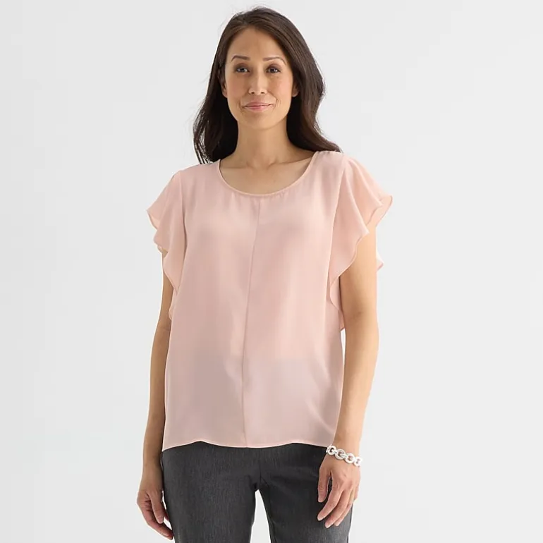 Liz Claiborne Womens Crew Neck Short Sleeve Blouse