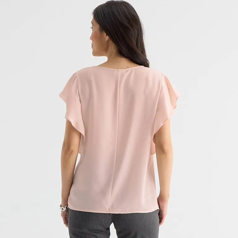 Liz Claiborne Womens Crew Neck Short Sleeve Blouse