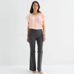 Liz Claiborne Womens Crew Neck Short Sleeve Blouse