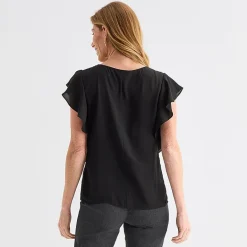 Liz Claiborne Womens Crew Neck Short Sleeve Blouse