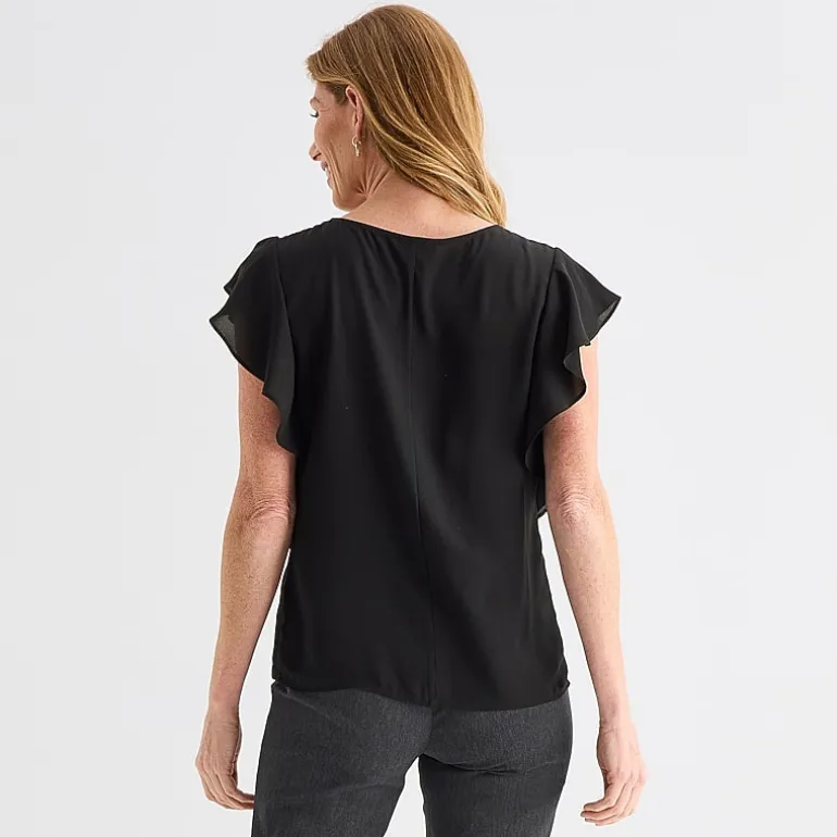 Liz Claiborne Womens Crew Neck Short Sleeve Blouse