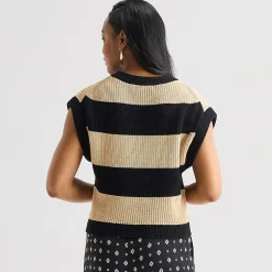 Liz Claiborne Womens Crew Neck Short Sleeve Pullover Sweater