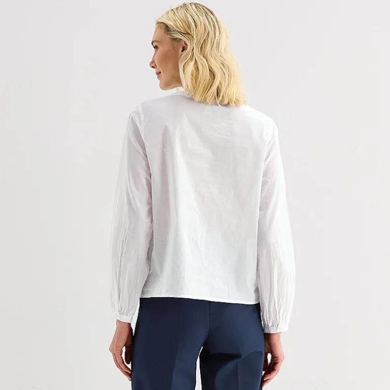 Liz Claiborne Womens Crew Neck Bishop Long Sleeve Regular Fit Button-Down Shirt