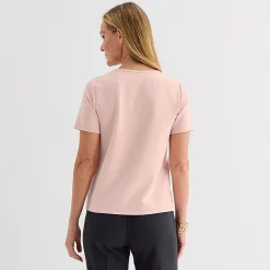 Liz Claiborne Womens Crew Neck Short Sleeve Blouse
