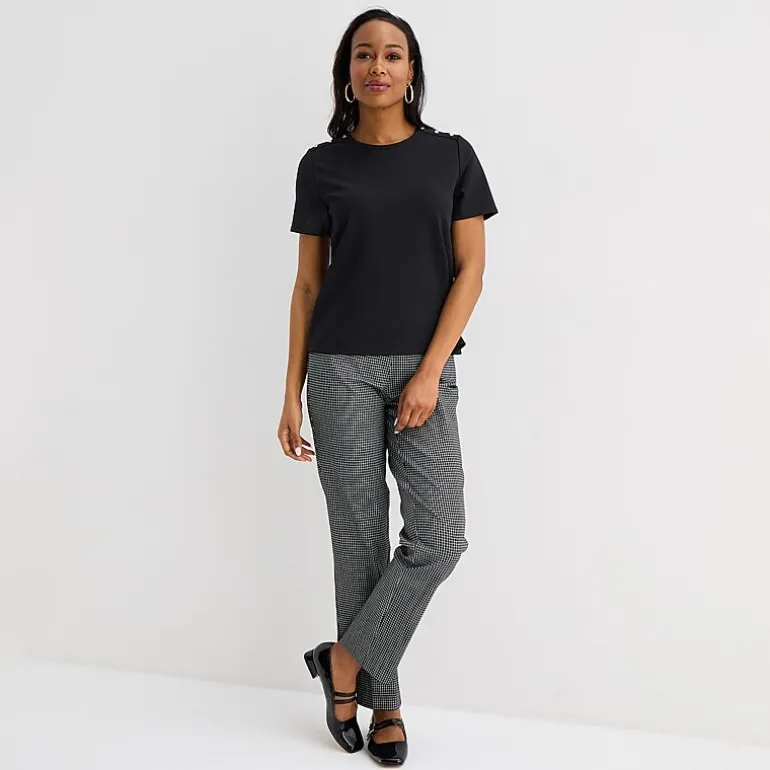 Liz Claiborne Womens Crew Neck Short Sleeve Blouse