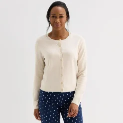Liz Claiborne Womens Crew Neck Long Sleeve Tall Cardigan