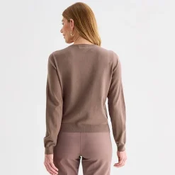 Liz Claiborne Womens Crew Neck Long Sleeve Tall Cardigan