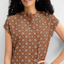 Liz Claiborne Womens Crew Neck Short Sleeve Blouse