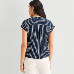 Liz Claiborne Womens Crew Neck Short Sleeve Blouse