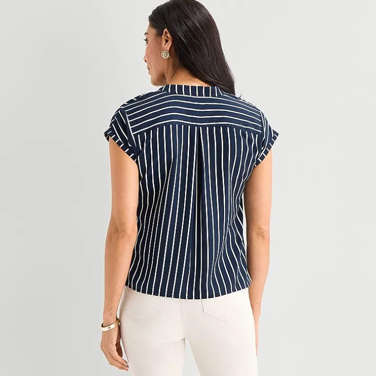 Liz Claiborne Womens Crew Neck Short Sleeve Blouse