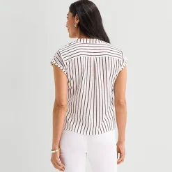 Liz Claiborne Womens Crew Neck Short Sleeve Blouse