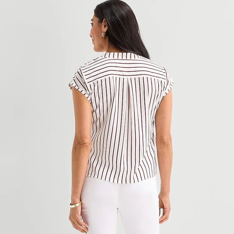 Liz Claiborne Womens Crew Neck Short Sleeve Blouse