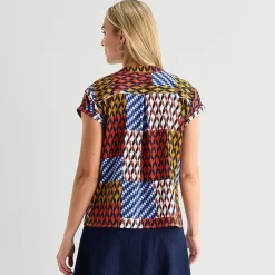 Liz Claiborne Womens Crew Neck Short Sleeve Blouse