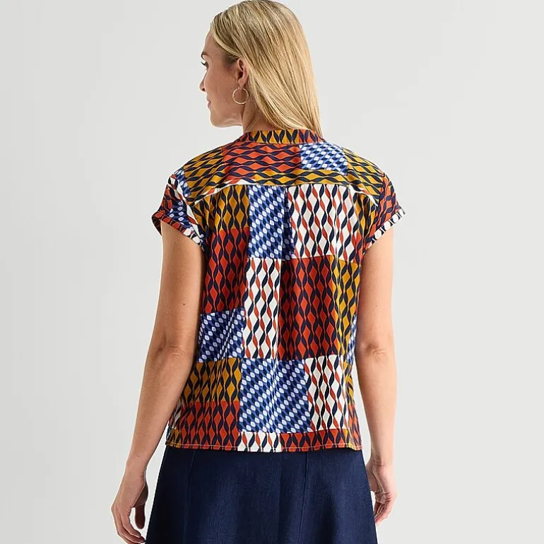 Liz Claiborne Womens Crew Neck Short Sleeve Blouse