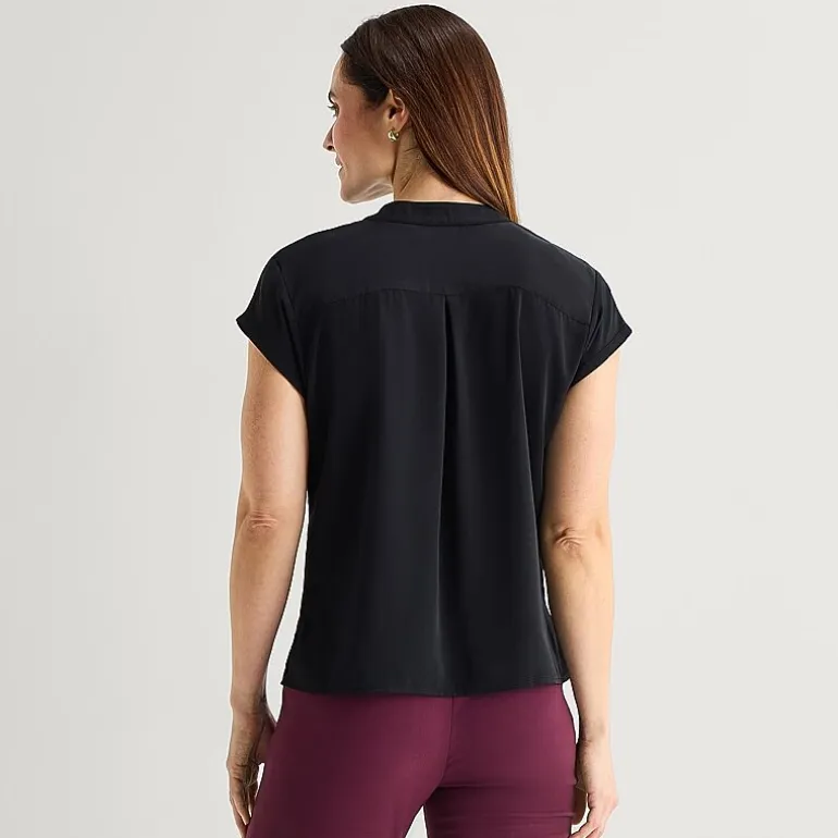 Liz Claiborne Womens Crew Neck Short Sleeve Blouse
