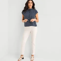 Liz Claiborne Womens Crew Neck Short Sleeve Blouse