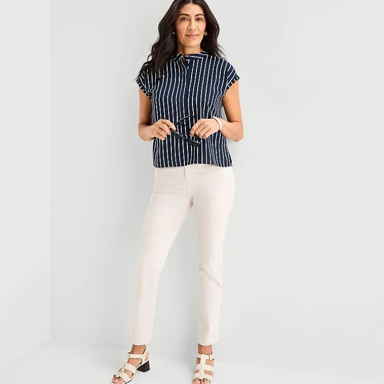 Liz Claiborne Womens Crew Neck Short Sleeve Blouse