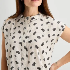 Liz Claiborne Womens Crew Neck Short Sleeve Blouse