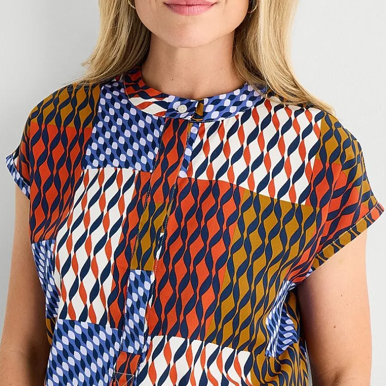 Liz Claiborne Womens Crew Neck Short Sleeve Blouse