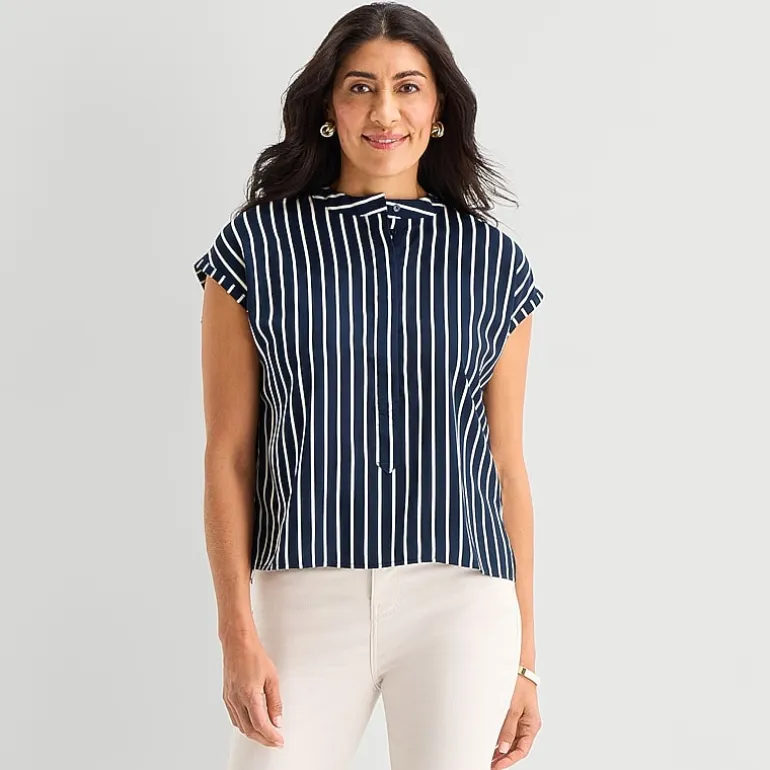 Liz Claiborne Womens Crew Neck Short Sleeve Blouse