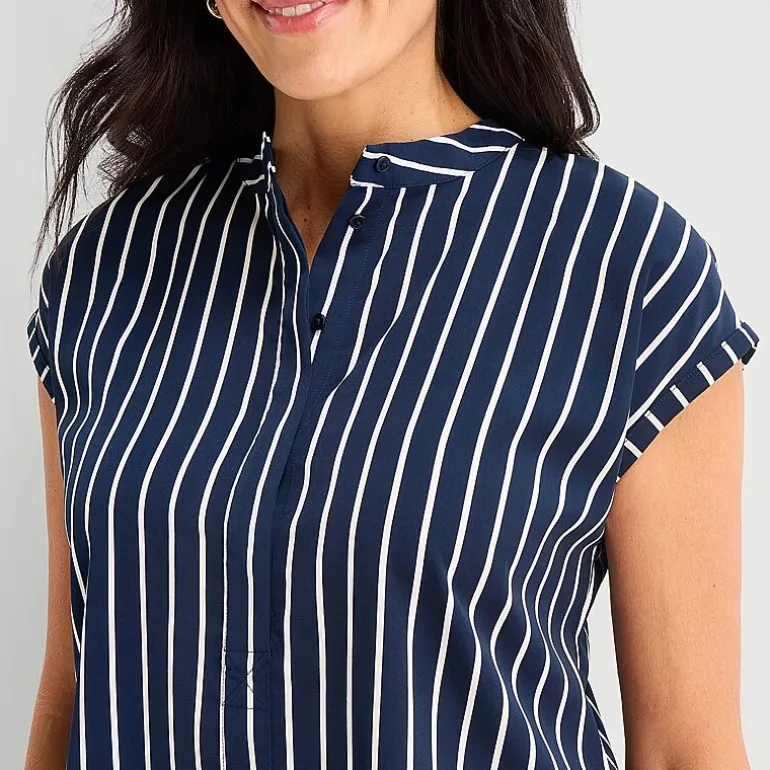 Liz Claiborne Womens Crew Neck Short Sleeve Blouse