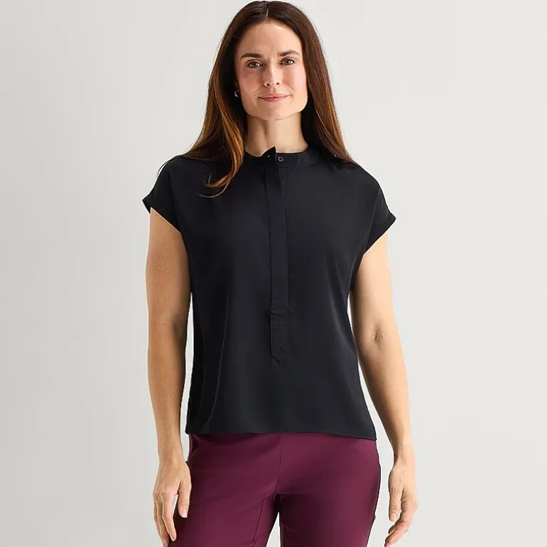Liz Claiborne Womens Crew Neck Short Sleeve Blouse