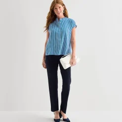 Liz Claiborne Womens Crew Neck Short Sleeve Blouse