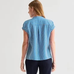 Liz Claiborne Womens Crew Neck Short Sleeve Blouse