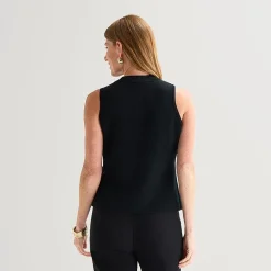 Liz Claiborne Womens Crew Neck Button Sweater Vest