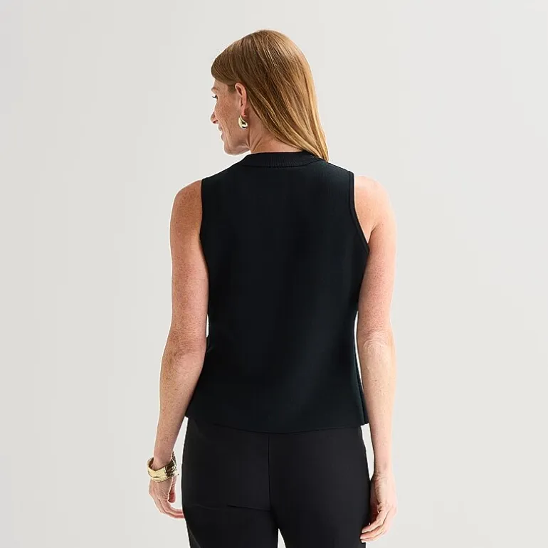 Liz Claiborne Womens Crew Neck Button Sweater Vest