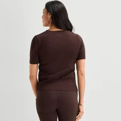 Liz Claiborne Womens Crew Neck Short Sleeve Pullover Sweater