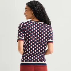 Liz Claiborne Womens Crew Neck Short Sleeve Pullover Sweater